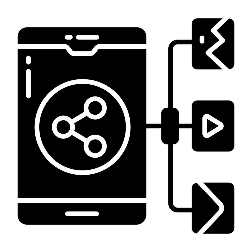 A solid design icon of share mobile vector