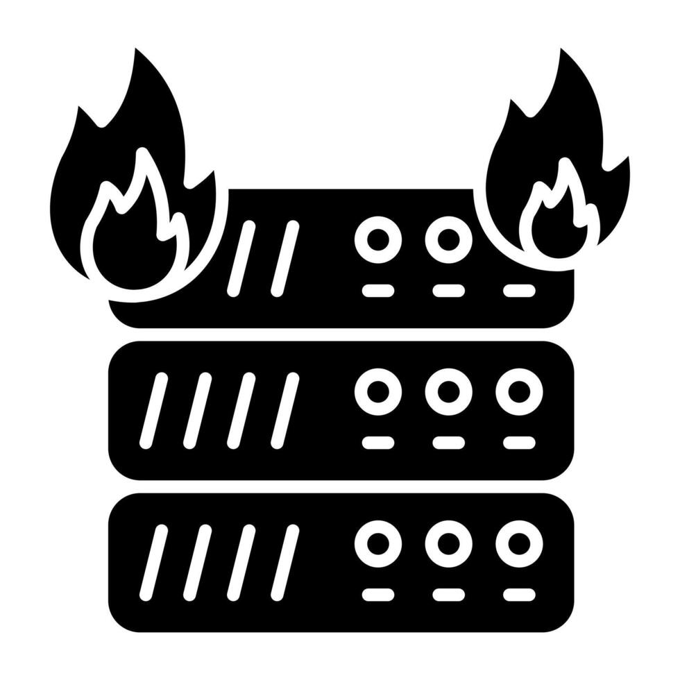 An icon of server burning vector