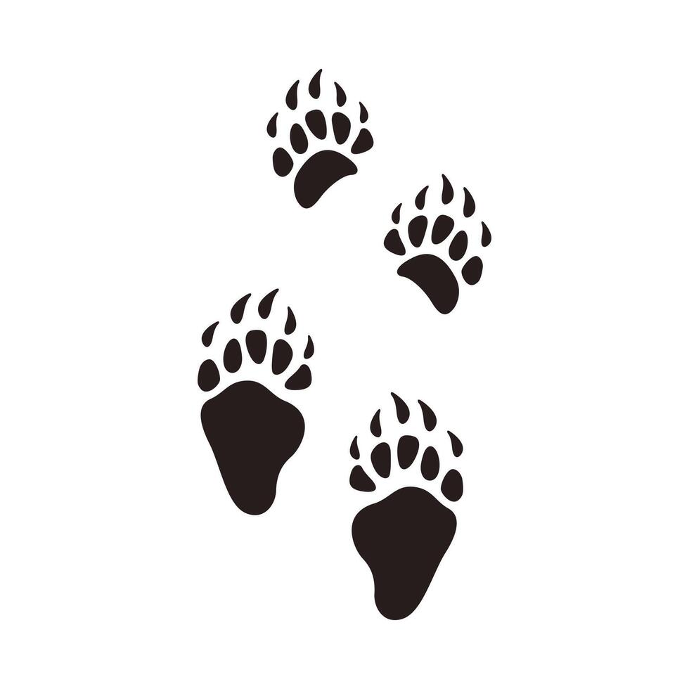 Bear Footprints, Animal Paw Silhouette Flat Illustration vector