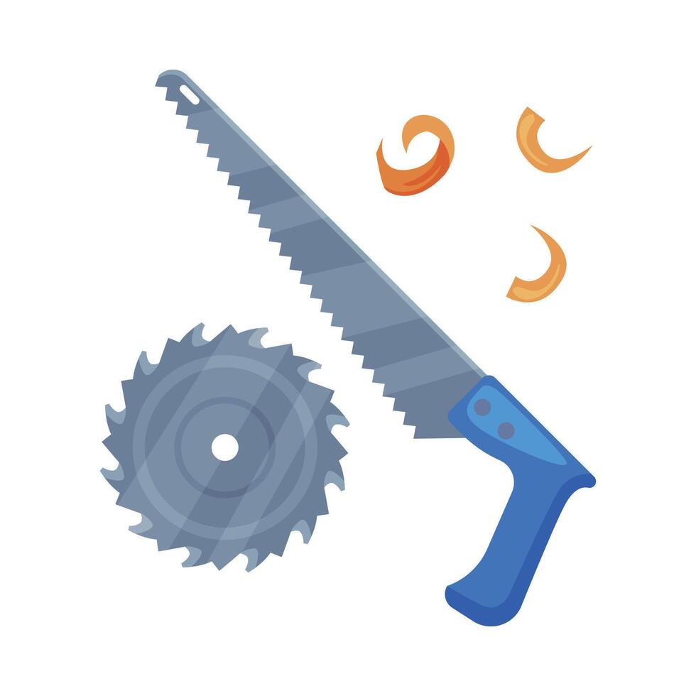 Saw with Tough Blade with Hard Toothed Edge Illustration vector