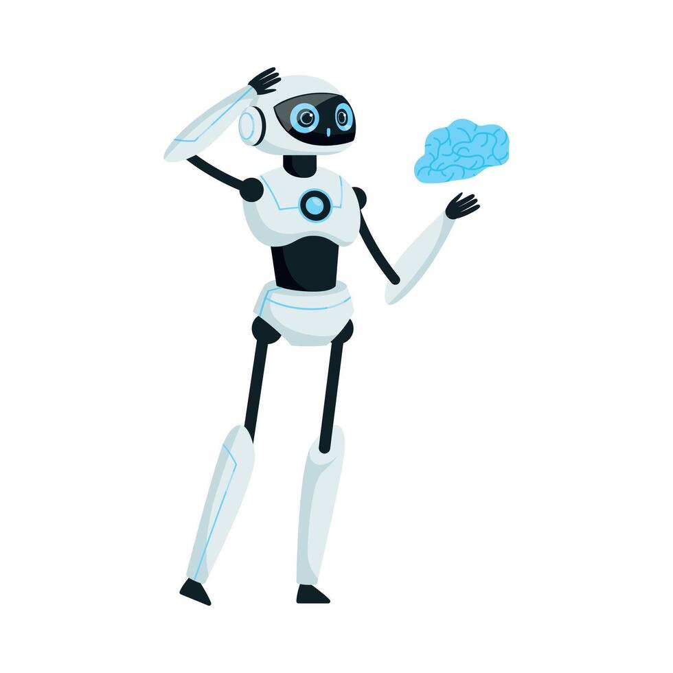 Modern Robot as Smart Programmable Machine Thinking Illustration vector