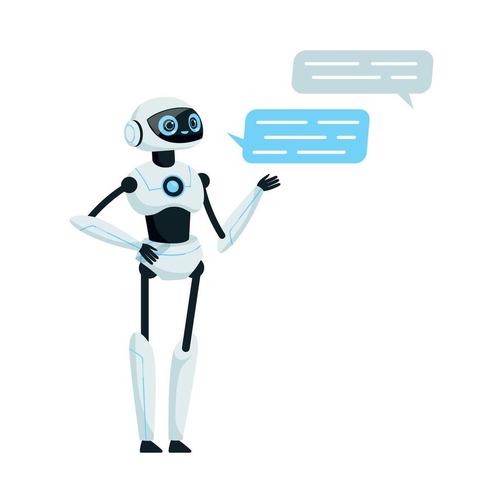 Modern Humanoid or Robotic Device with Iron Limbs Sending Message and Communicating Illustration vector