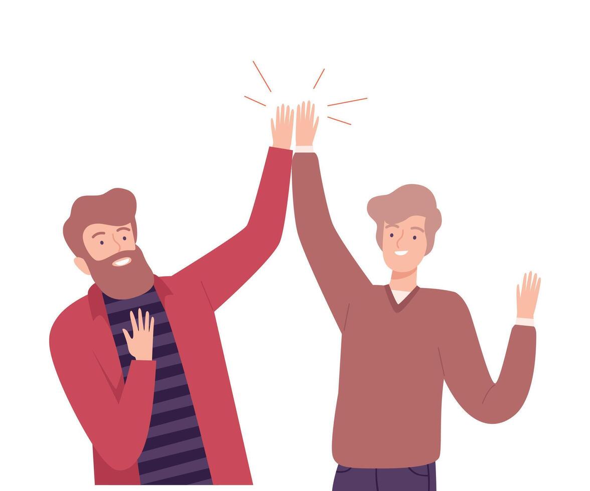 Excited Men Giving High Five to Each Other Illustration vector