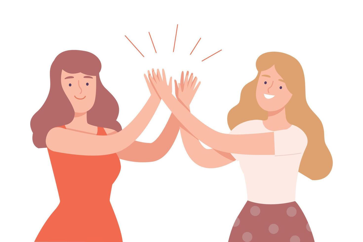 Excited Women Giving High Five to Each Other Illustration vector
