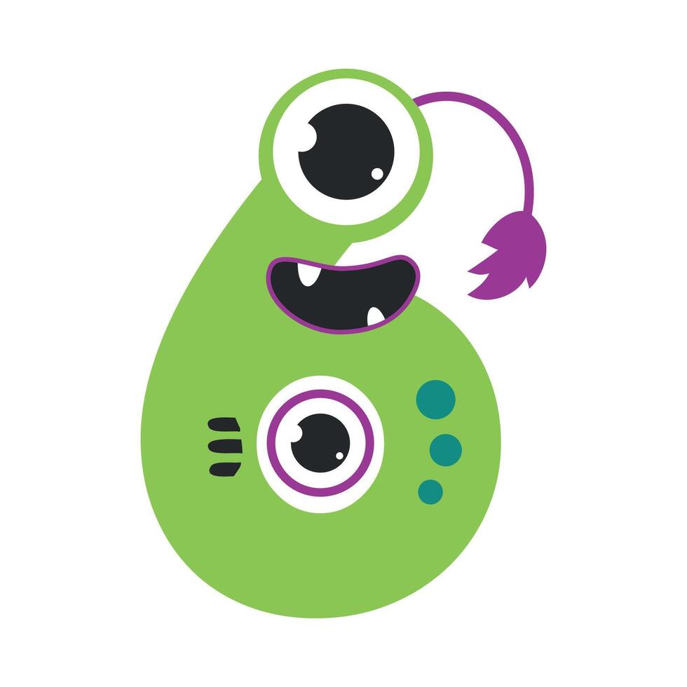 Number Six Cute Monster, Funny Fantasy Alien Character, Mathematics Symbol, Learning Material for Kids Cartoon Style Illustration vector