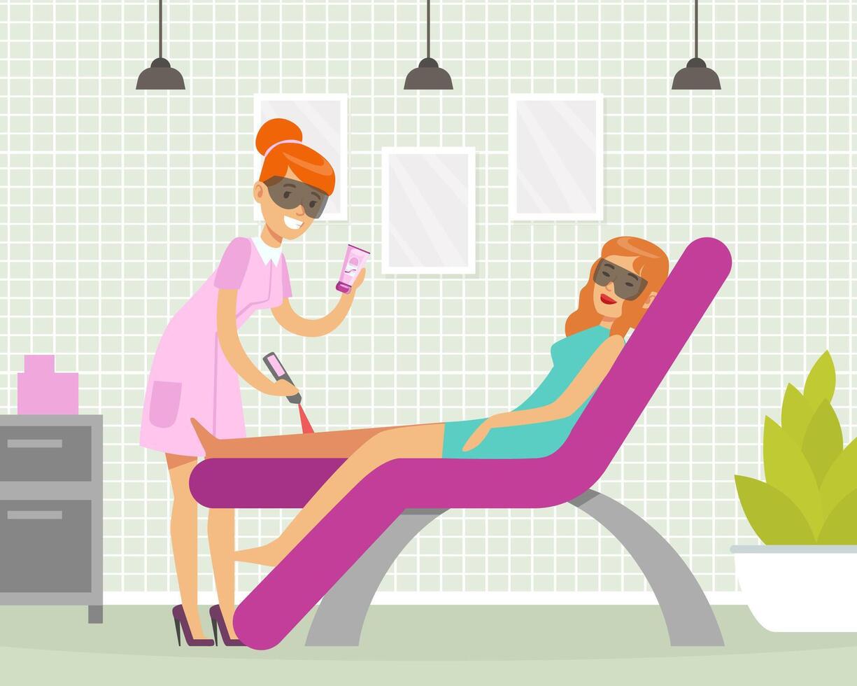 Female Engaged in Sugaring or Legs Epilation Illustration vector