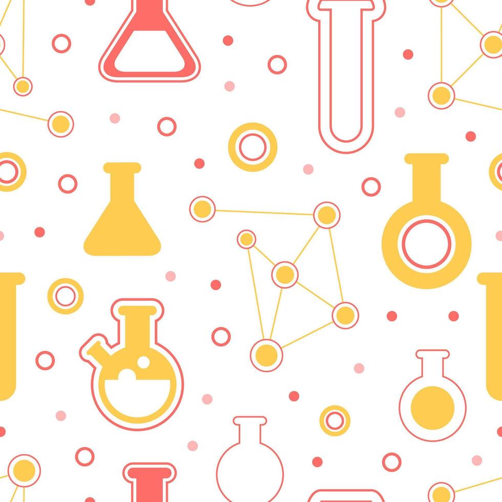Laboratory Equipment Seamless Pattern, Pharmacy, Chemistry Science, Medicine Background, Textile, Packaging, Wrapping Paper Design Illustration vector