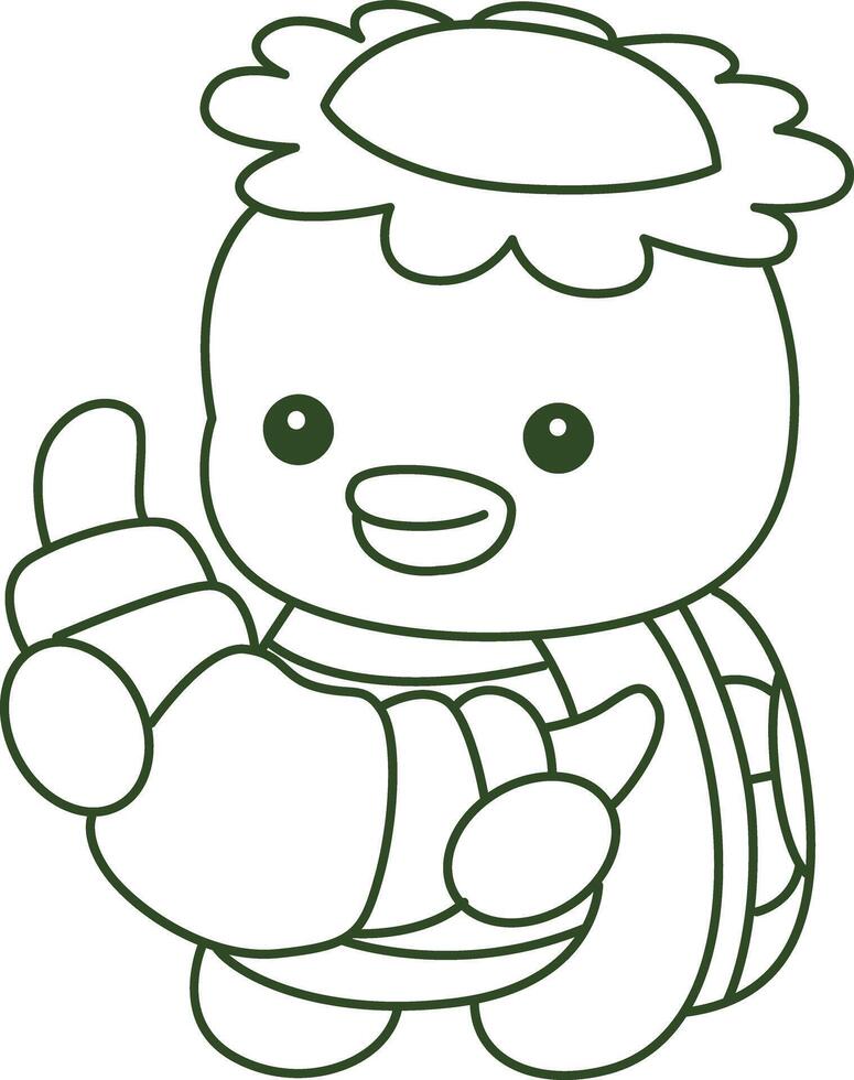 Outline of kappa bring a bread. Coloring pages of cute kappa. vector