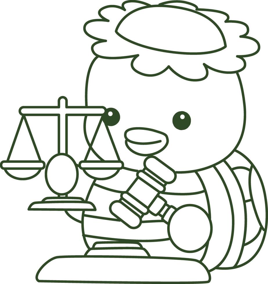 Outline of kappa bring a hammer and scales. Coloring pages of cute kappa. vector