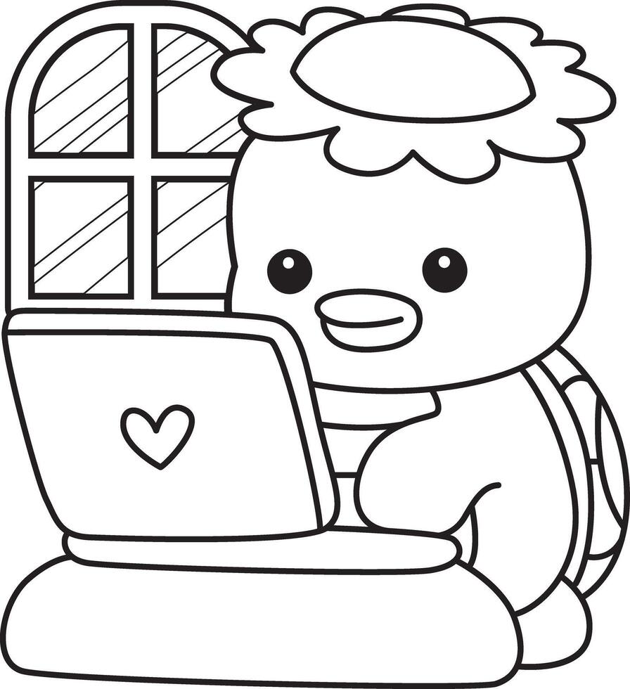 Outline of kappa typing in the notepad. Coloring pages of cute kappa. vector