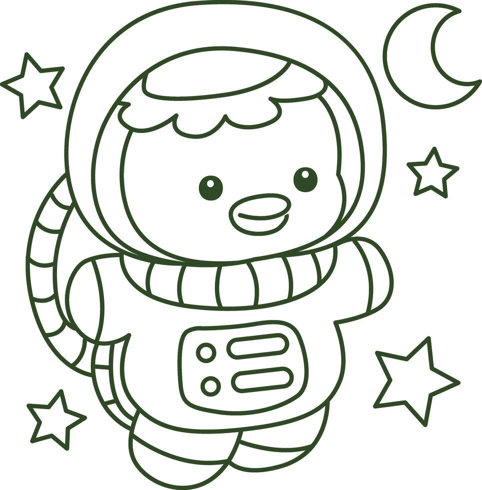 Outline of kappa like an astronaut. Coloring pages of cute kappa. vector