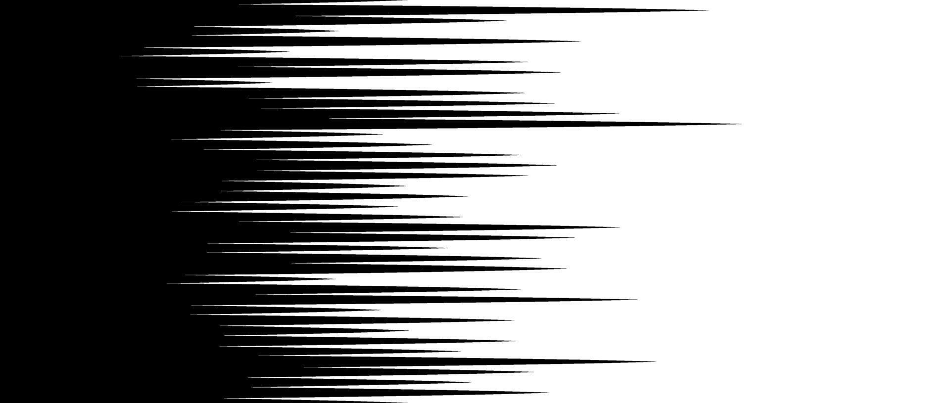 Straight speed lines repeating pattern. Black and white horizontal stripes gradient. Abstract fast effect texture. Comic cartoon rays and beams wallpaper. vector