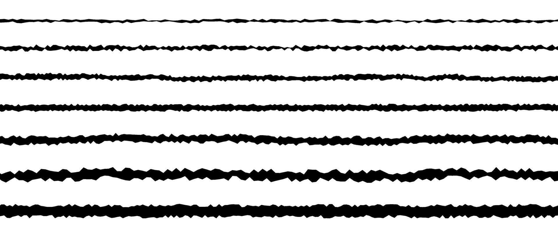 Jagged rough lines set. Scribble stroke border collection. Grunge wavy zig zag stripes bundle. Edgy scribble design elements for poster, banner, booklet, brochure. vector