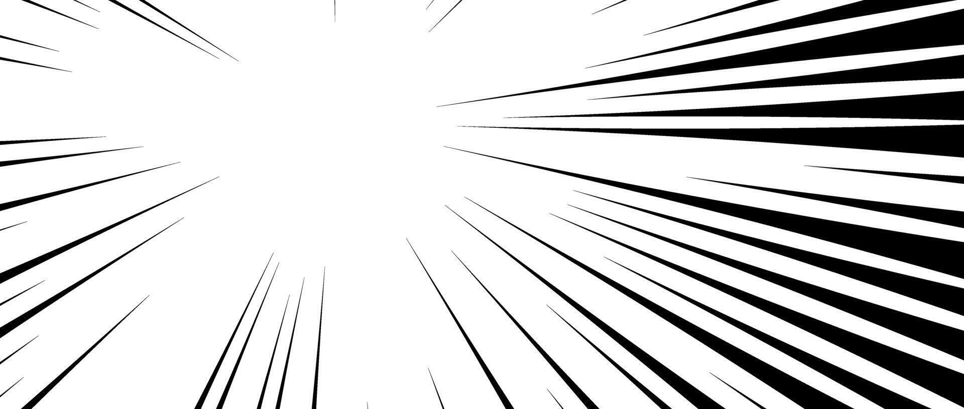 Diagonal speed lines background. Comic book sunburst. Abstract black and white radial line frame design. Manga or anime cartoon explosion wallpaper. Pop art light beams or rays effect. vector