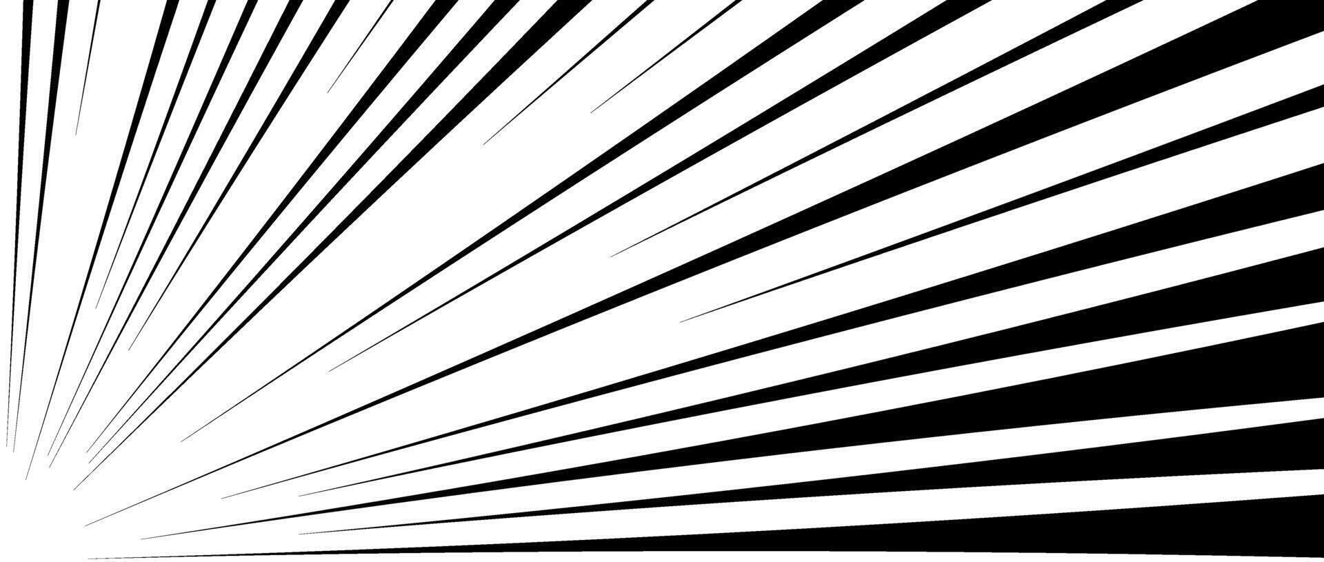 Diagonal speed lines background. Comic book explosion lines wallpaper. Abstract black and white flash frame design. Manga or anime cartoon light ray or beam burst. Pop art blast or bang effect. vector