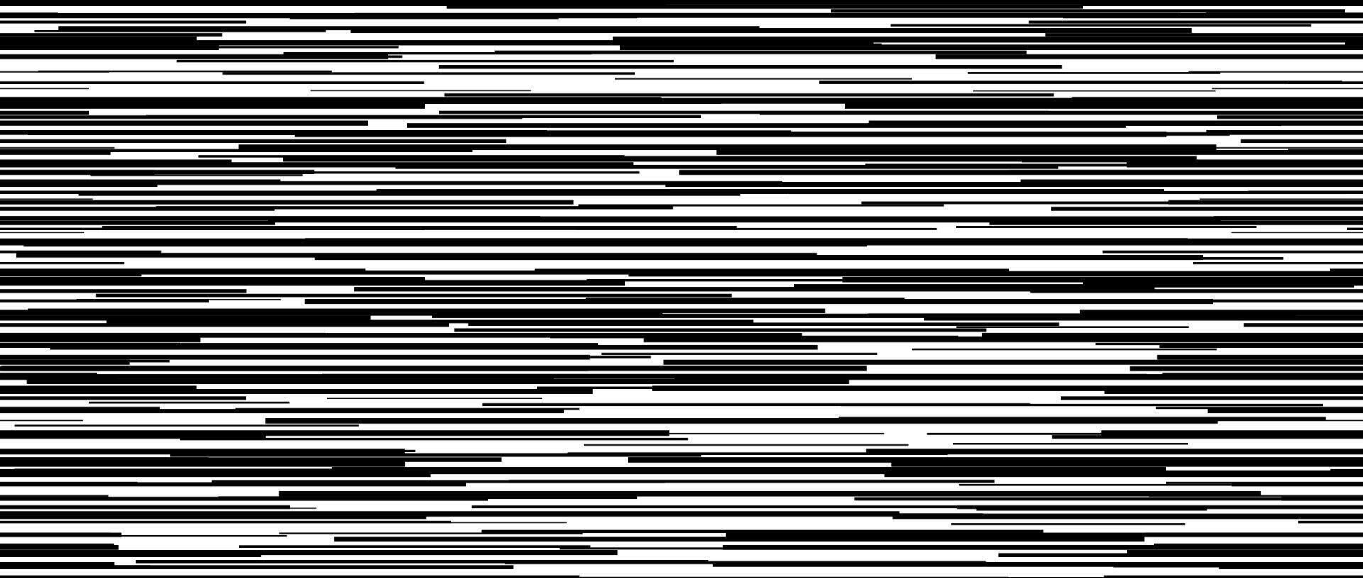 Seamless irregular lines pattern. White tv noise repeating background. Black and white horizontal random lines backdrop. Glitch or failure concept wallpaper. Graphic design illustration vector