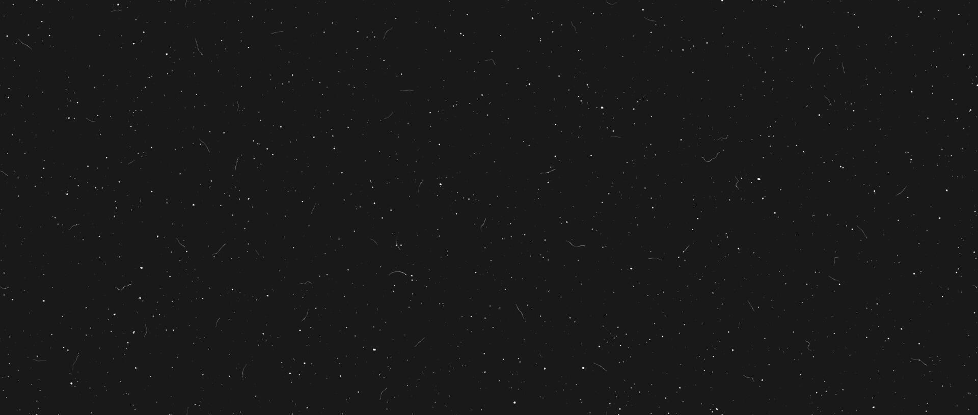White speckles on black background. Seamless dust noise film texture. Old grunge particles, scratches, fibers, flecks repeating wallpaper. Vintage rough dirt overlay. Grit sand speck effect vector