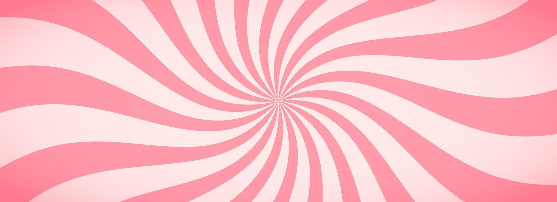 Candy color sunburst background. Abstract pink cream sunbeams design wallpaper. Colorful spinning lines for template, banner, poster, flyer. Sweet rotating cartoon swirl or whirlpool. vector