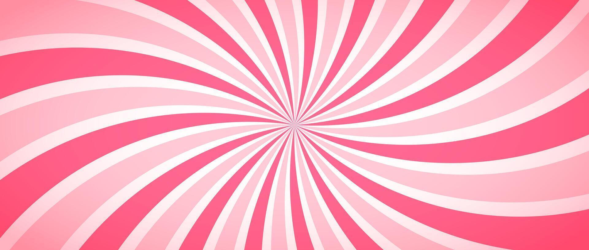 Candy color sunburst background. Abstract pink sunbeams design wallpaper. Colorful spinning lines for template, banner, poster, flyer. Sweet cartoon swirl illustration. vector