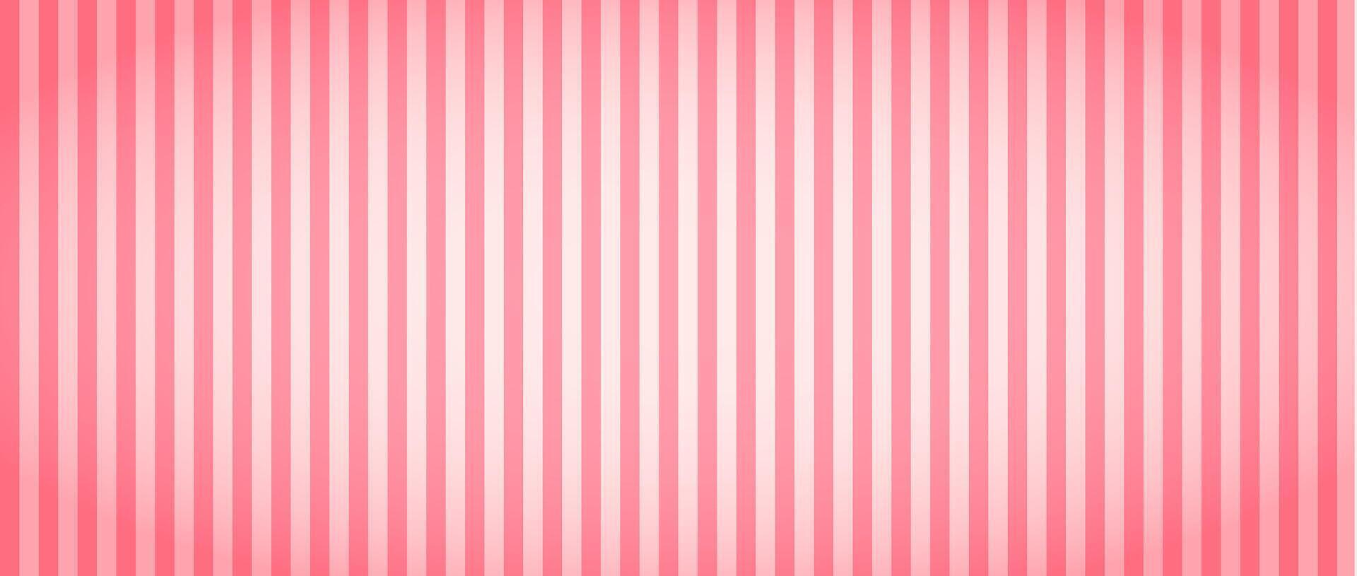Candy color straight lines pattern. Pink vertical stripes background with radial shadow. Pastel swatch design template for fabric, textile, wrapping paper, banner, poster. vector