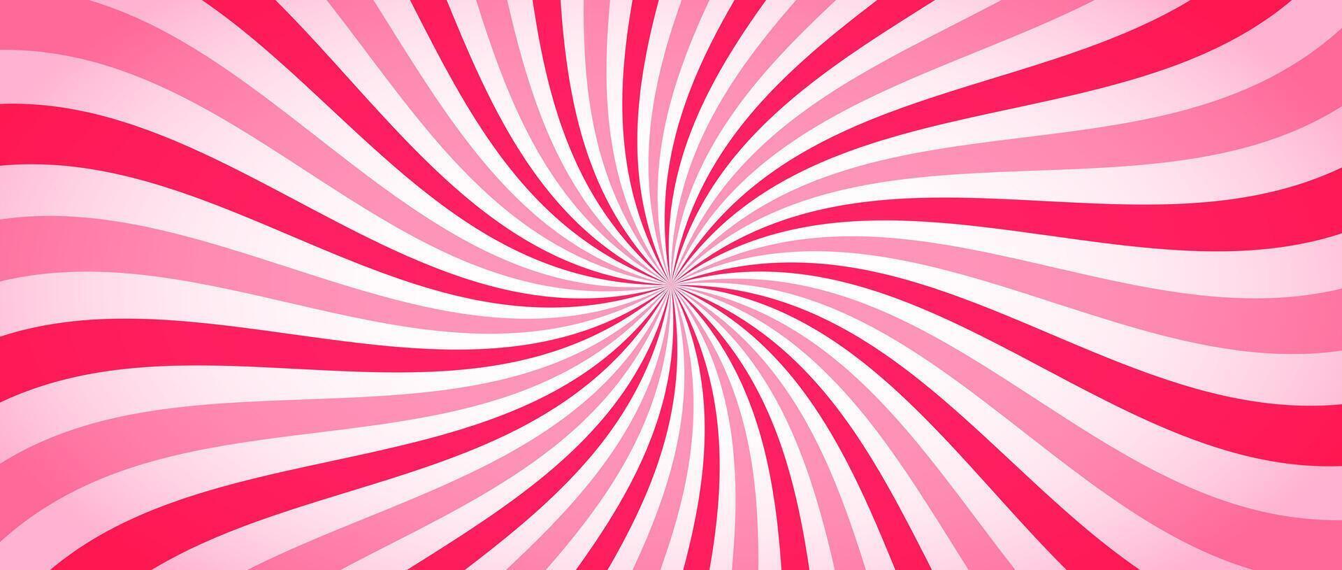 Candy color sunburst background. Abstract pink sunbeams design wallpaper. Colorful spinning lines for template, banner, poster. Sweet cartoon swirl. vector