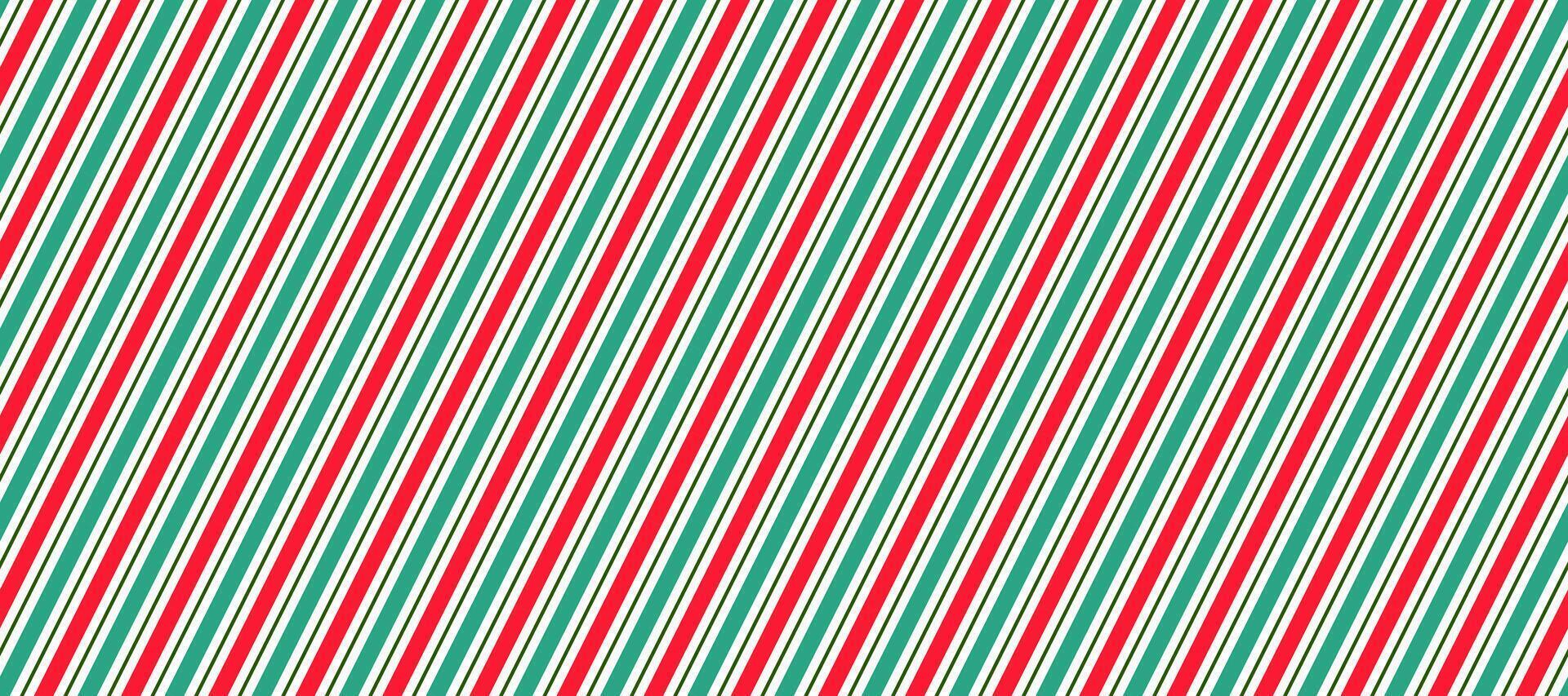 Red and green Christmas seamless pattern. Candy cane diagonal stripes background. Repeating Xmas decoration wallpaper. Winter holidays lines backdrop. peppermint gift wrapping print. vector