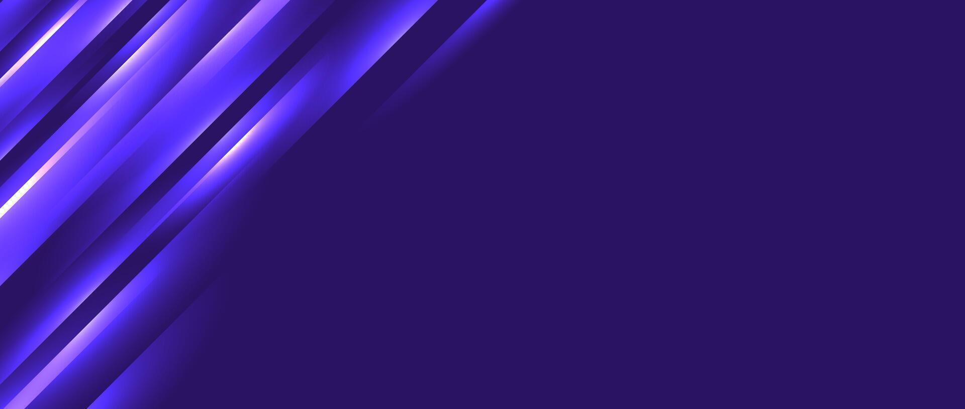 Glowing diagonal lines corner background. Blue purple neon gradient stripes wallpaper. Abstract motion effect light trails backdrop for banner, poster, leaflet, cover, booklet, brochure, flyer. vector