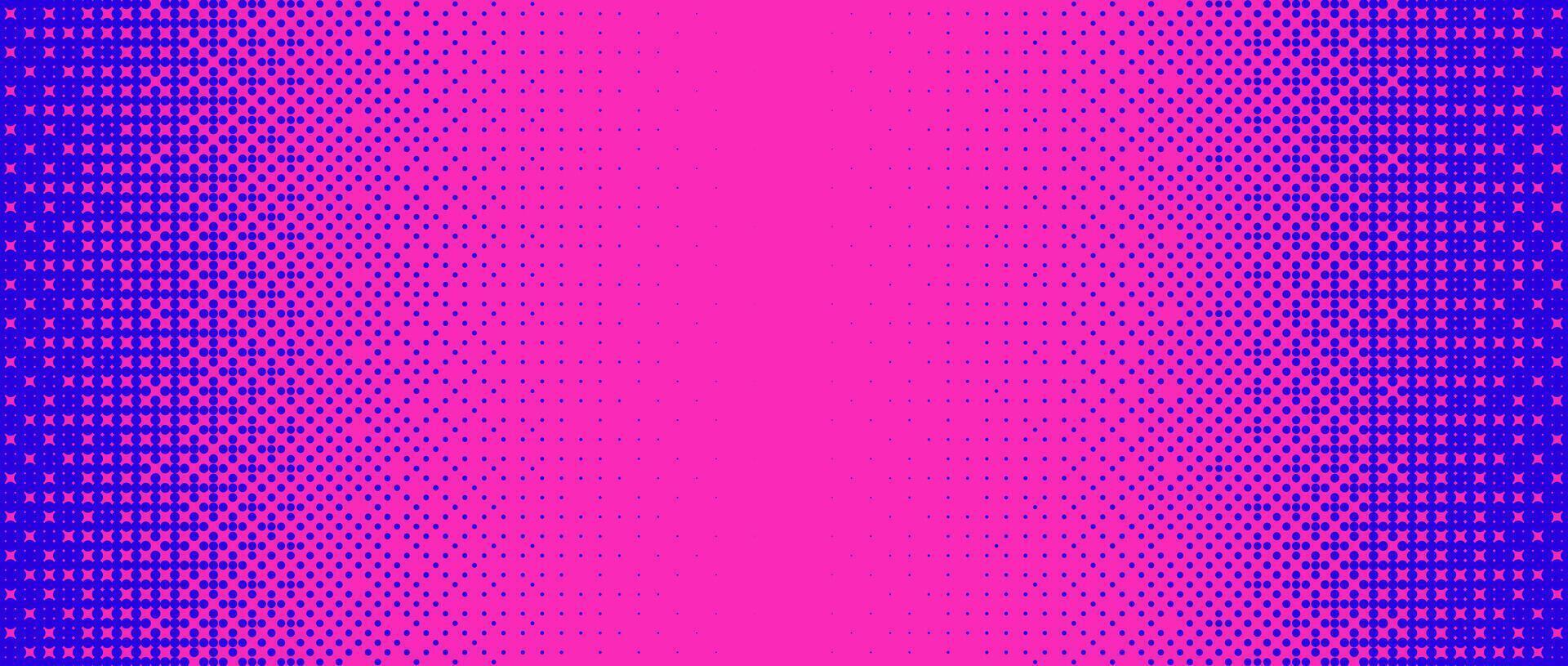 Pixelated bitmap gradient texture. Blue and pink dither pattern background. Abstract glitchy pattern. 8 bit game screen wallpaper. Wide pixel art retro illustration. Horizontal backdrop vector