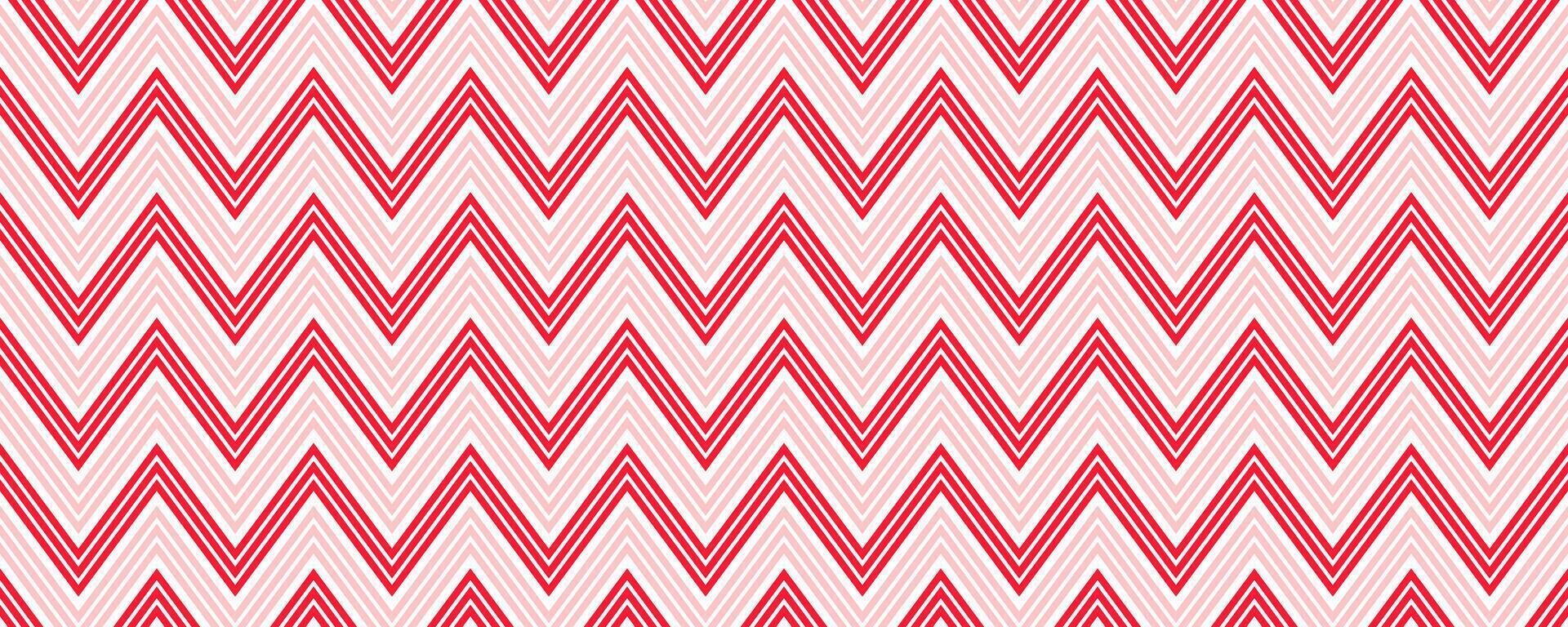 Candy cane zigzag seamless pattern. Red and pink wavy stripes background. Christmas repeating decoration wallpaper. Winter holiday lines backdrop. Xmas peppermint package wrapping print. vector