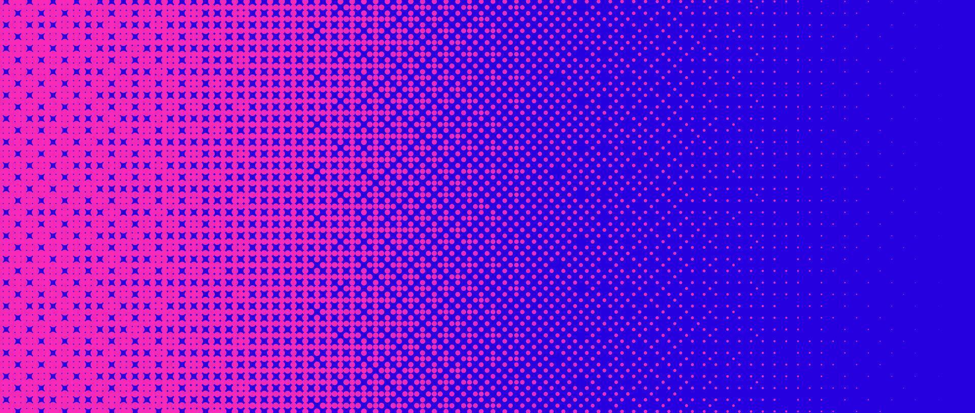 Pixelated bitmap gradient texture. Blue and pink dither pattern background. Abstract glitchy pattern. 8 bit game screen wallpaper. Wide pixel art retro illustration. vector