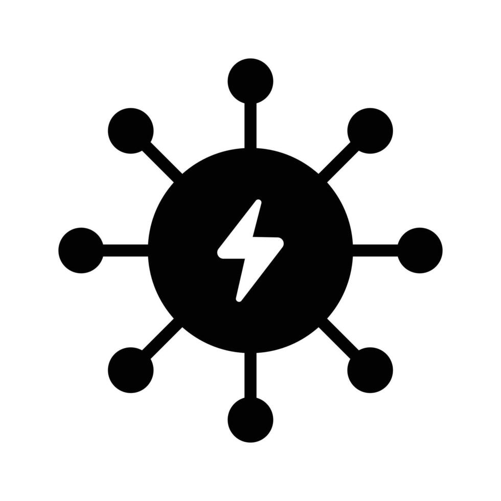 This glyph icon simplifies the idea of energy source vector