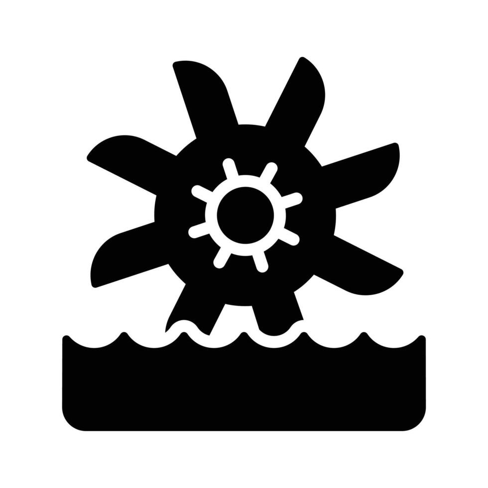 a glyph icon of water turbine generating clean energy vector