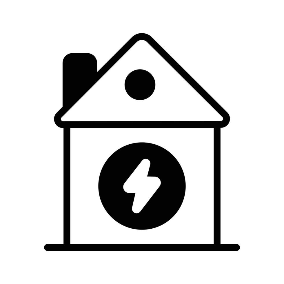 This glyph icon shows home power energy generation. vector
