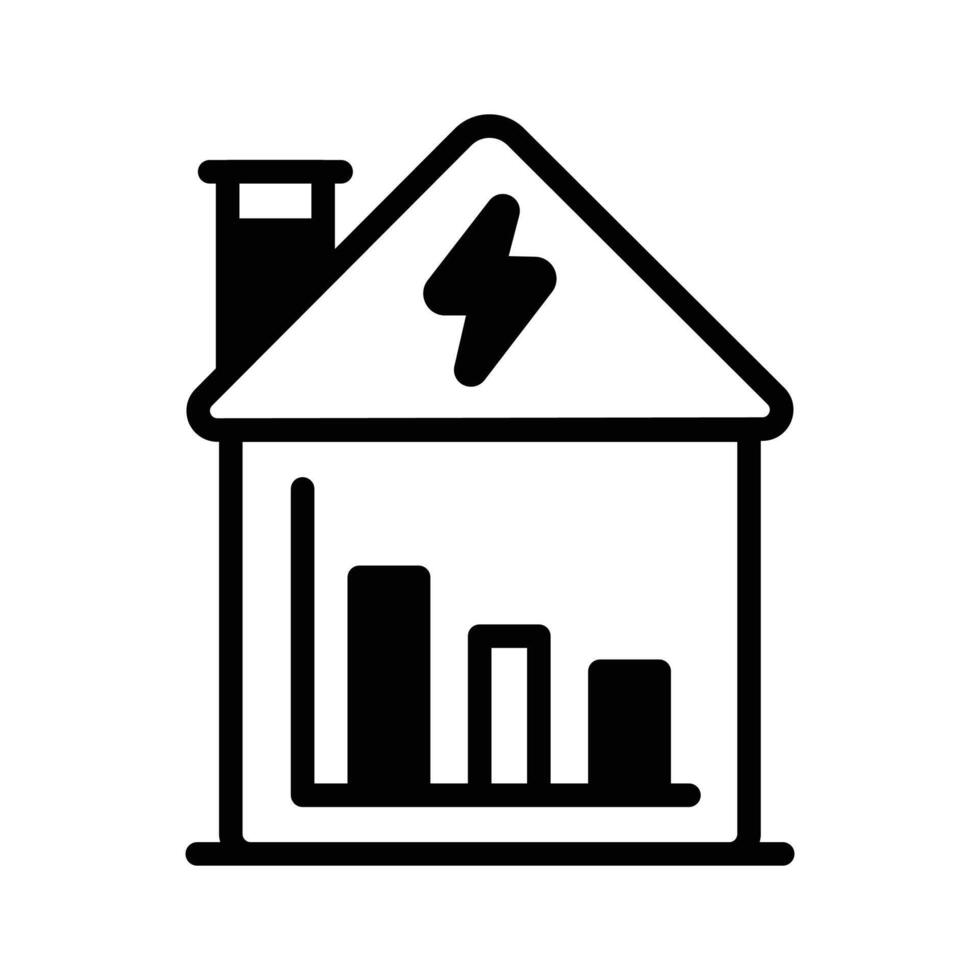 Get a glyph icon showing electricity consume analysis. vector