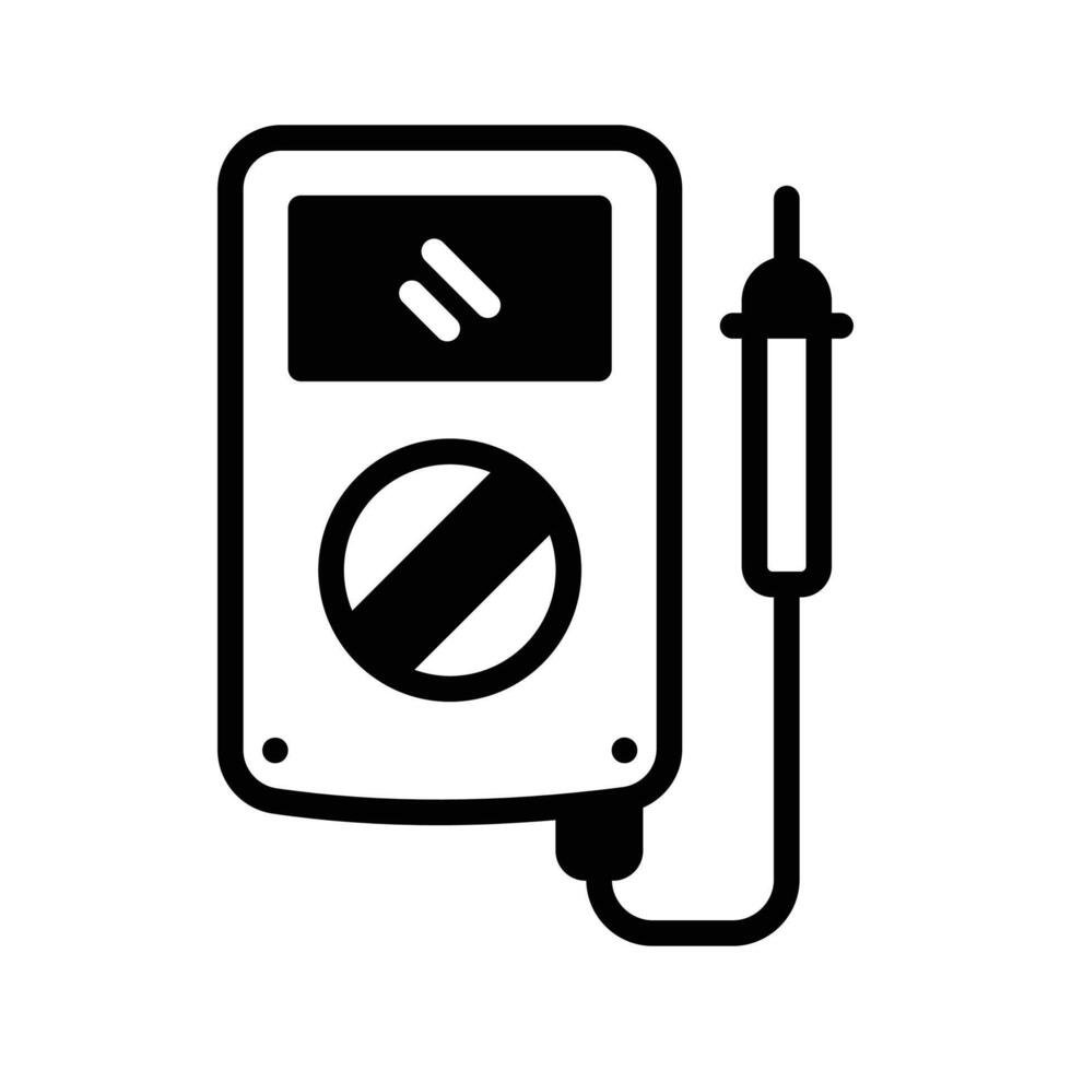 Here is a glyph icon of multimeter measuring voltage. vector
