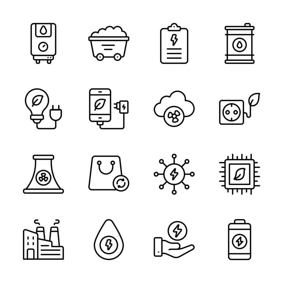 Check this premium pack of sustainability and renewable power line icons vector