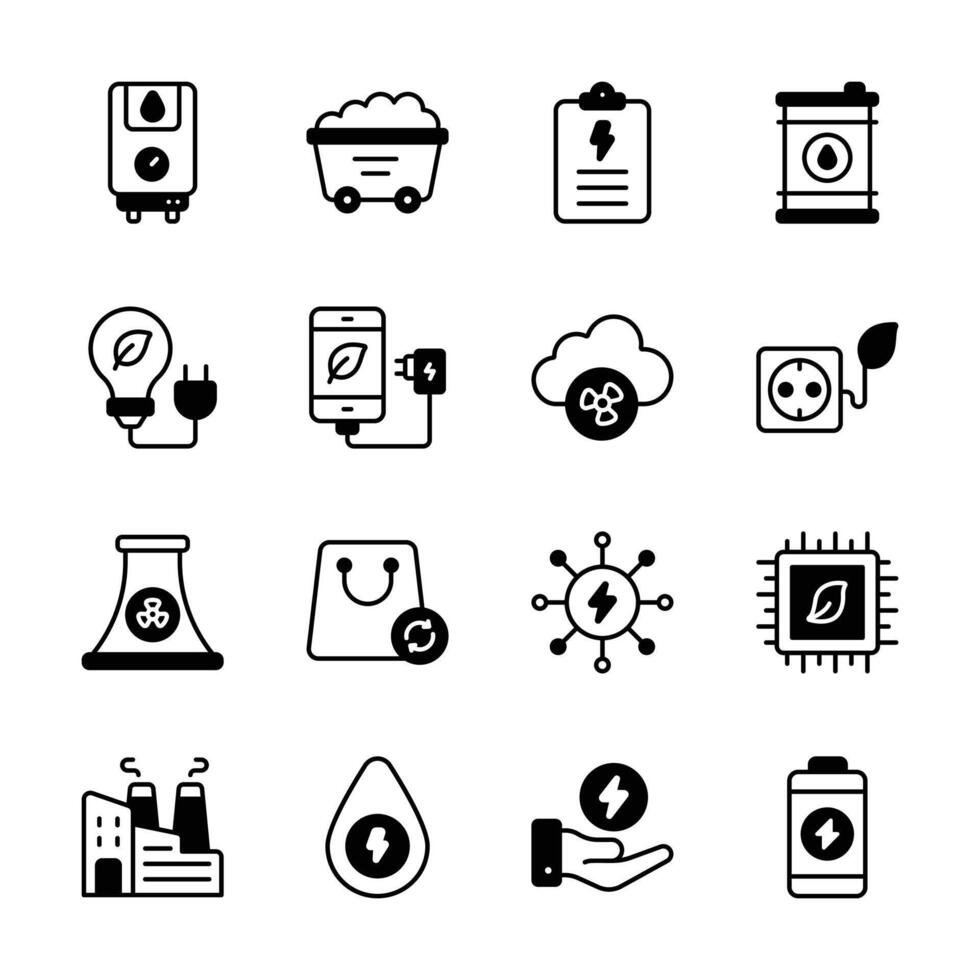 Check this premium pack of sustainability and renewable power glyph icons. vector