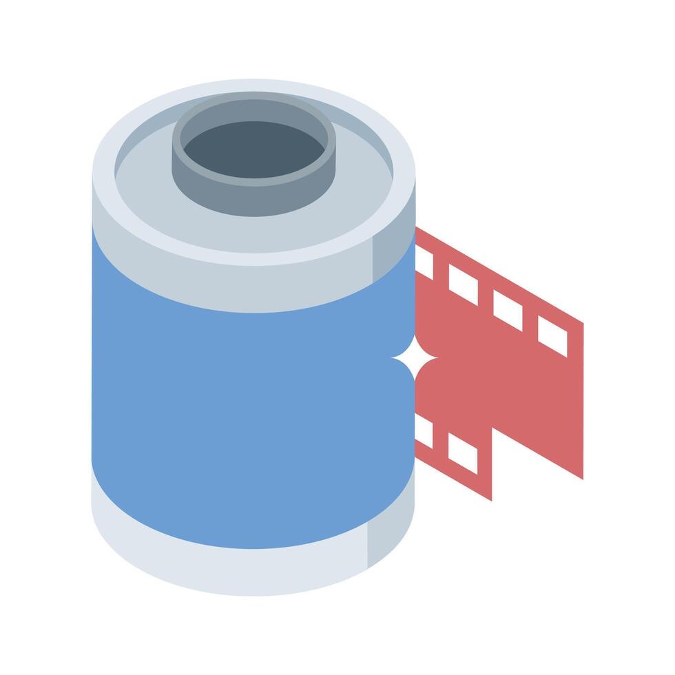 A captivating isometric style icon of camera reel roll vector