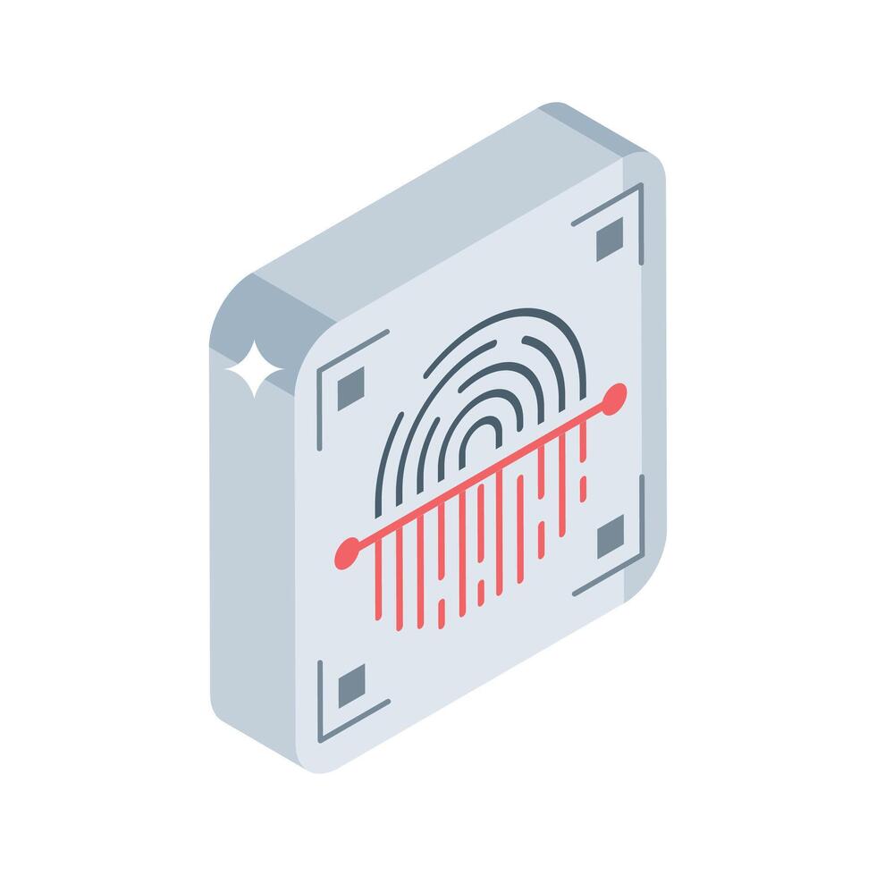 Grab this isometric style icon of fingerprint scan panel vector