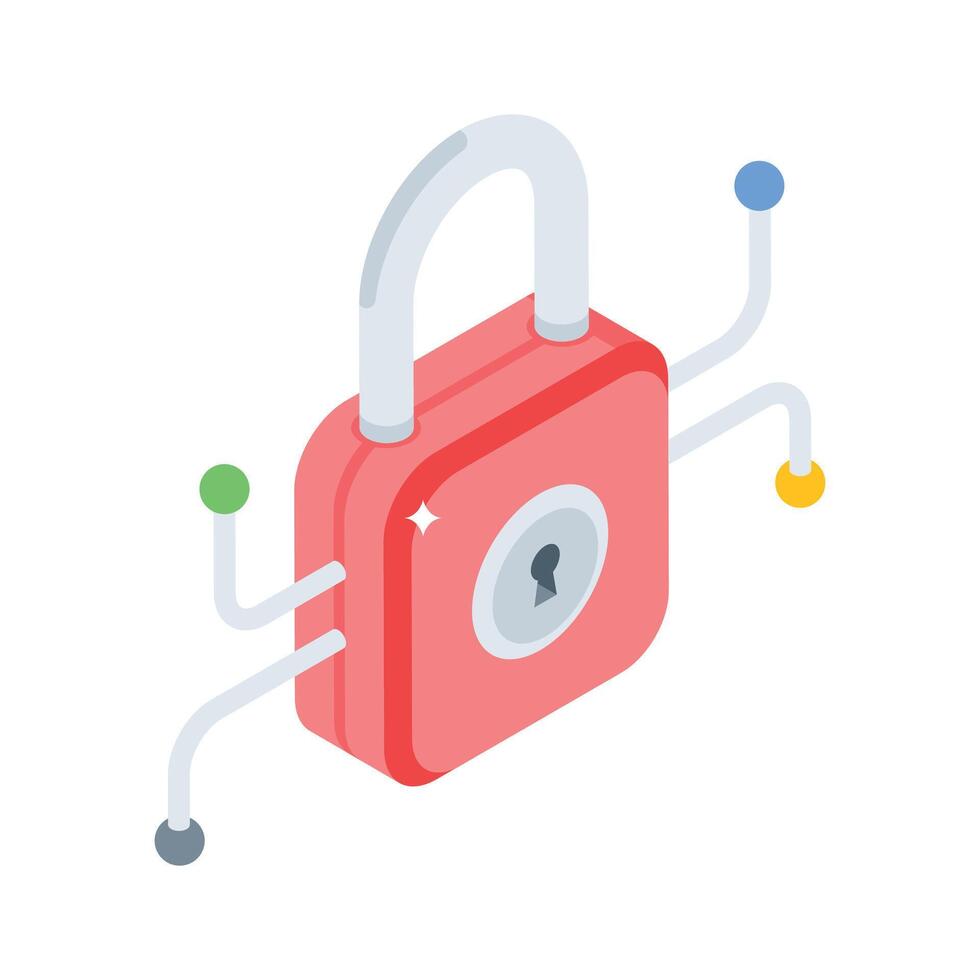 Well crafted isometric icon of network security lock vector