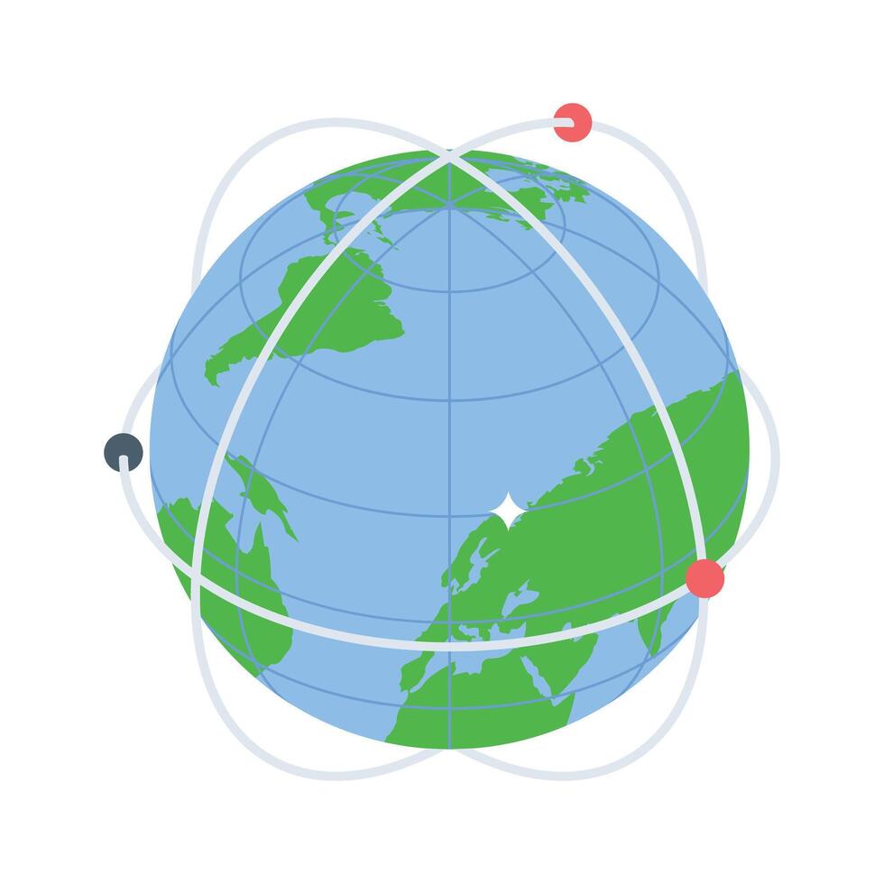 A modern isometric icon of global network connections vector
