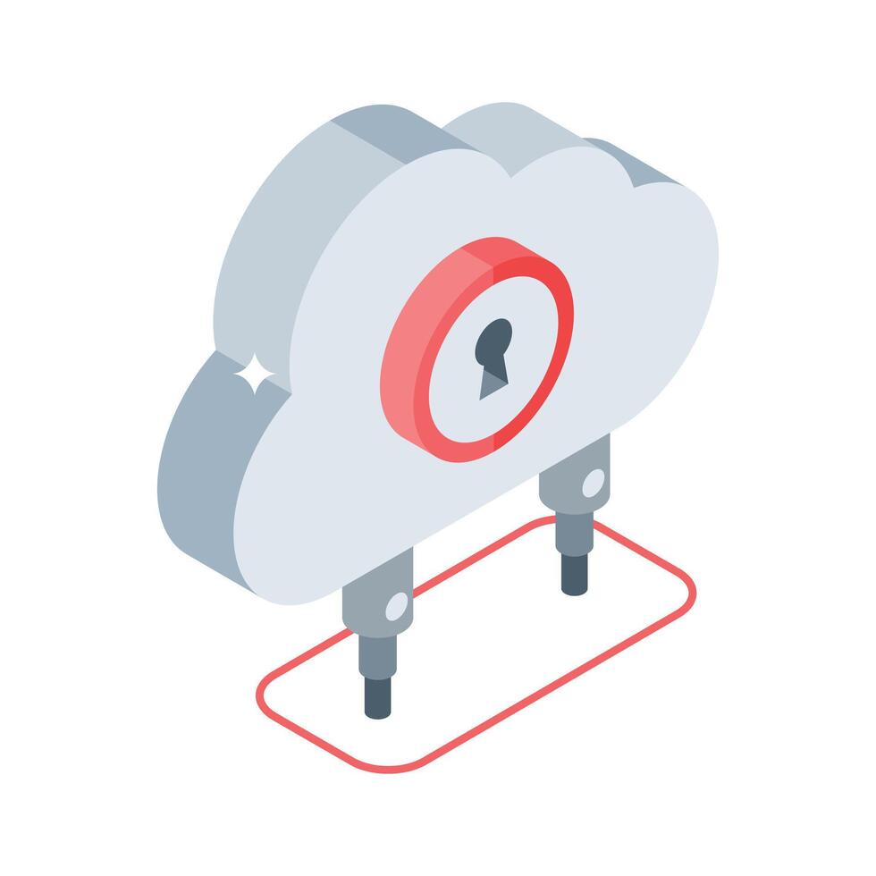 Premium isometric style icon of private cloud access vector