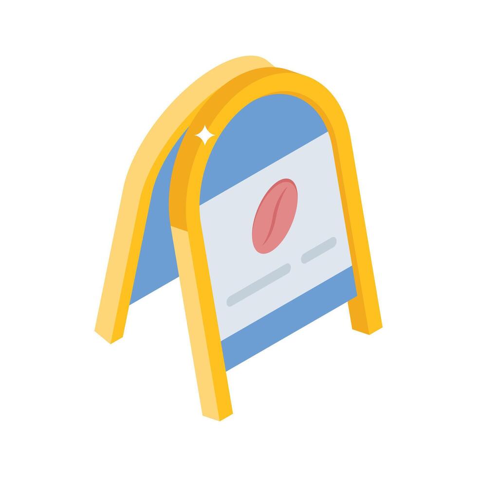 Trendy 3d style icon of illustrated cafe board vector