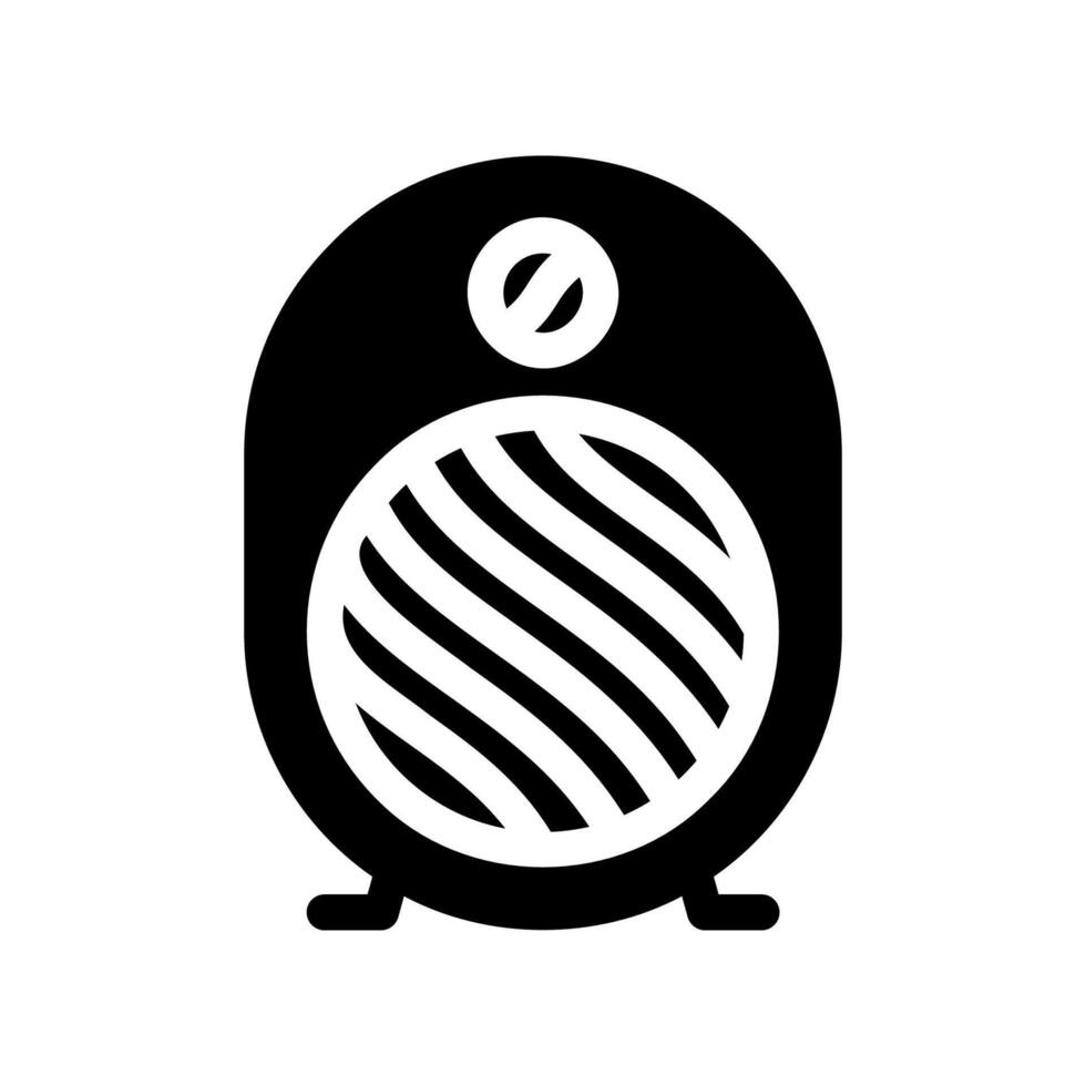 Solid black icon of a portable electric fan heater for warmth vector