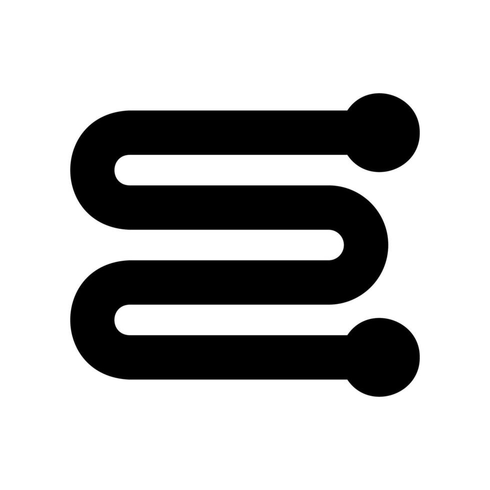 Solid Black Icon of a Serpentine Heated Towel Rail Radiator vector