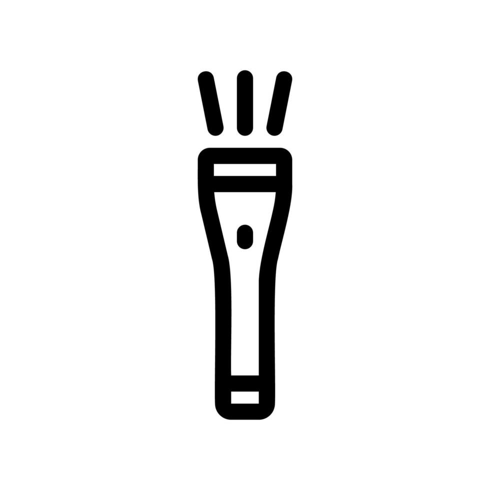 Detailed line art icon of a modern flashlight shining brightly vector