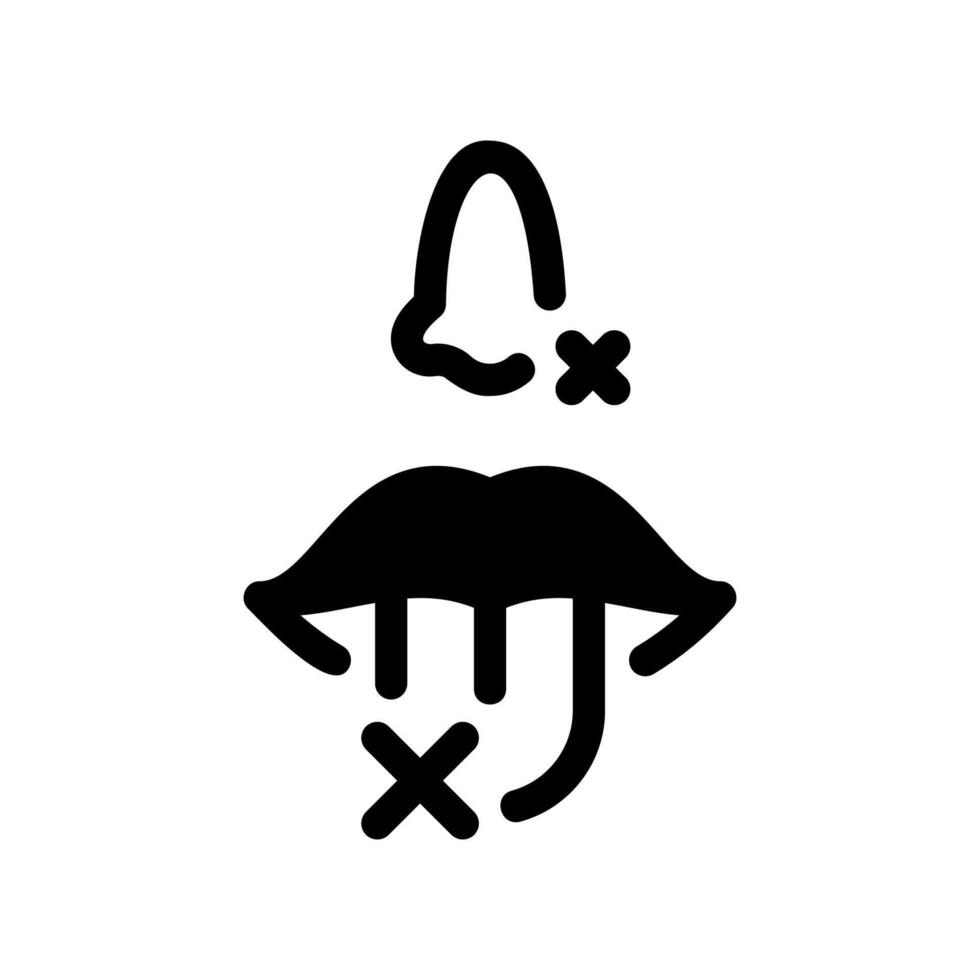 Icon representing the inability to taste or smell, a medical symptom vector