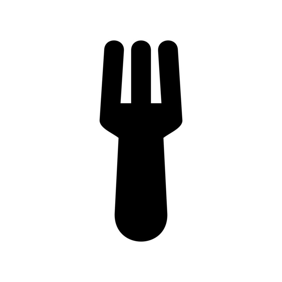Simple three pronged fork silhouette against a clean white background, ideal for menu icons vector