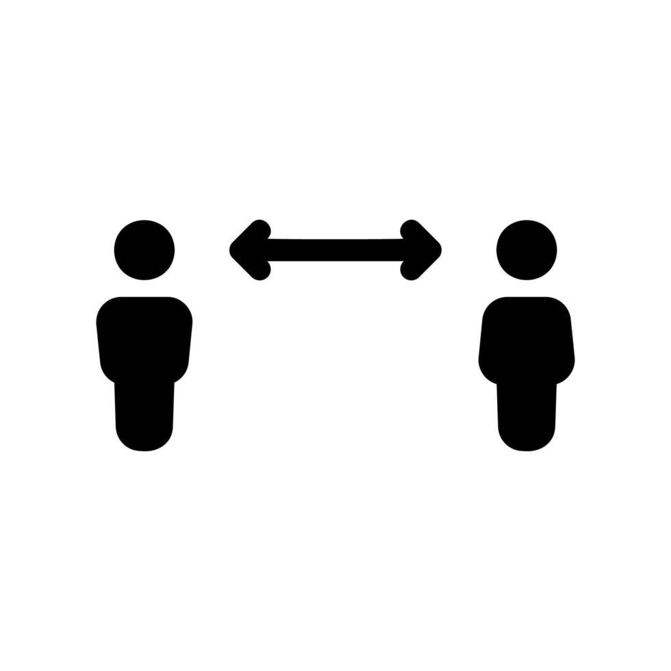 Two People Figures with Distance Arrow for Social Distancing Reminder vector