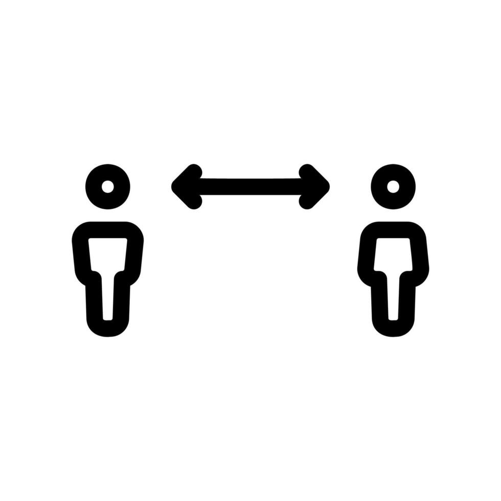 Two people with arrows, symbolizing social distancing or personal space vector